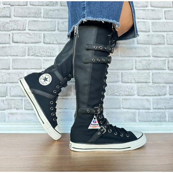⭐Converse Chuck Taylor XXHi Leather Straps 9.5 Women Sneaker Boots Black A16600C - Picture 2 of 8
